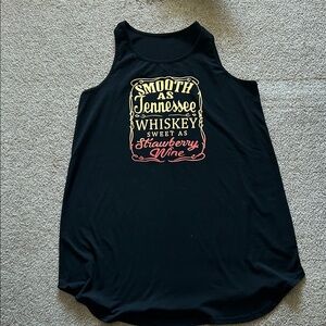 Black Sleeveless Dress with Whiskey Graphic